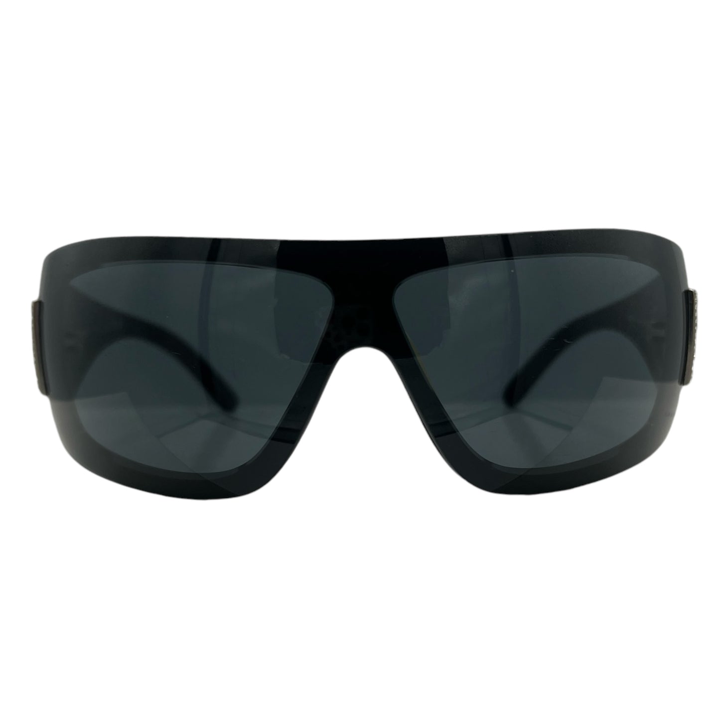 Chanel Black Crystal Wrap Shield Sunglasses - Outfit Repeater