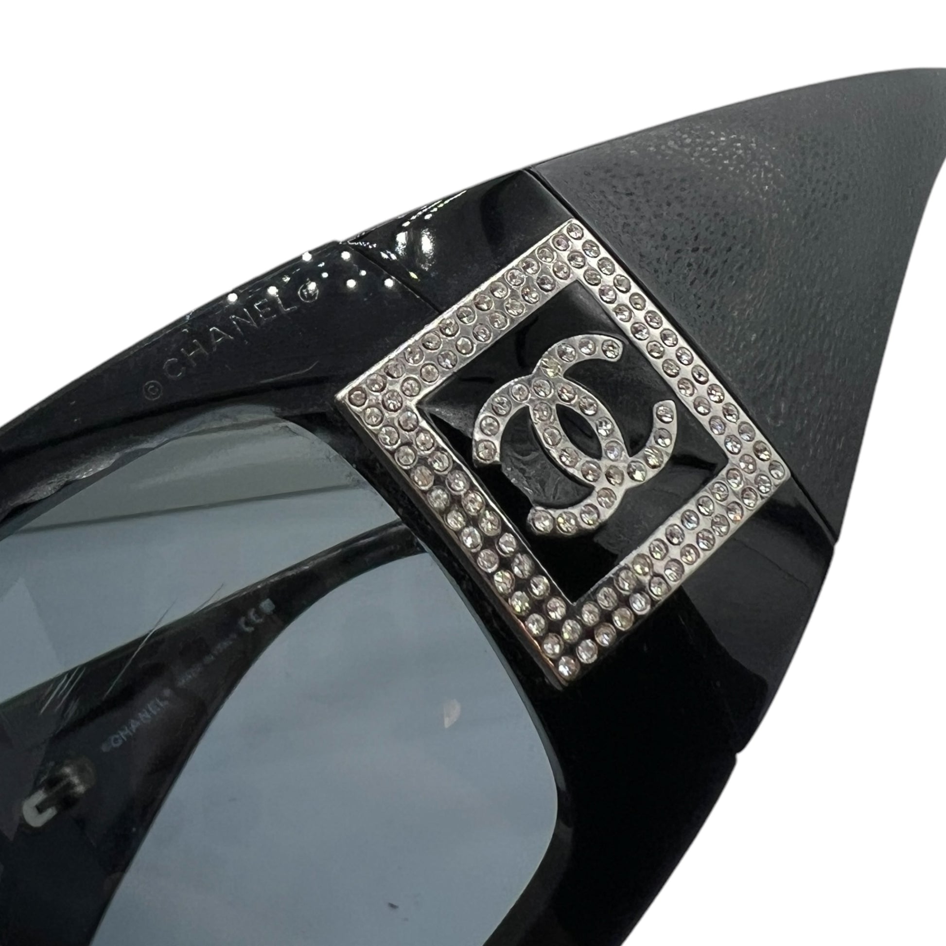 Chanel Black Crystal Wrap Shield Sunglasses - Outfit Repeater