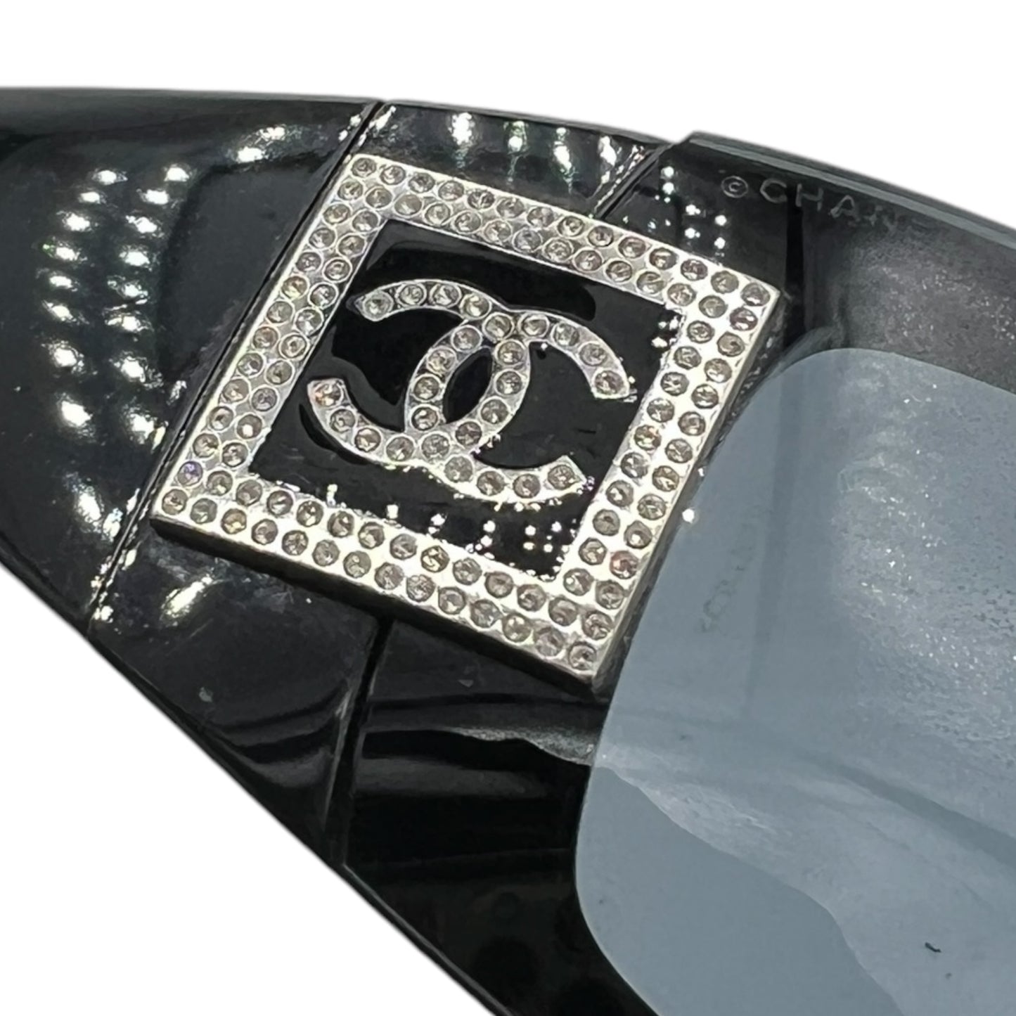 Chanel Black Crystal Wrap Shield Sunglasses - Outfit Repeater