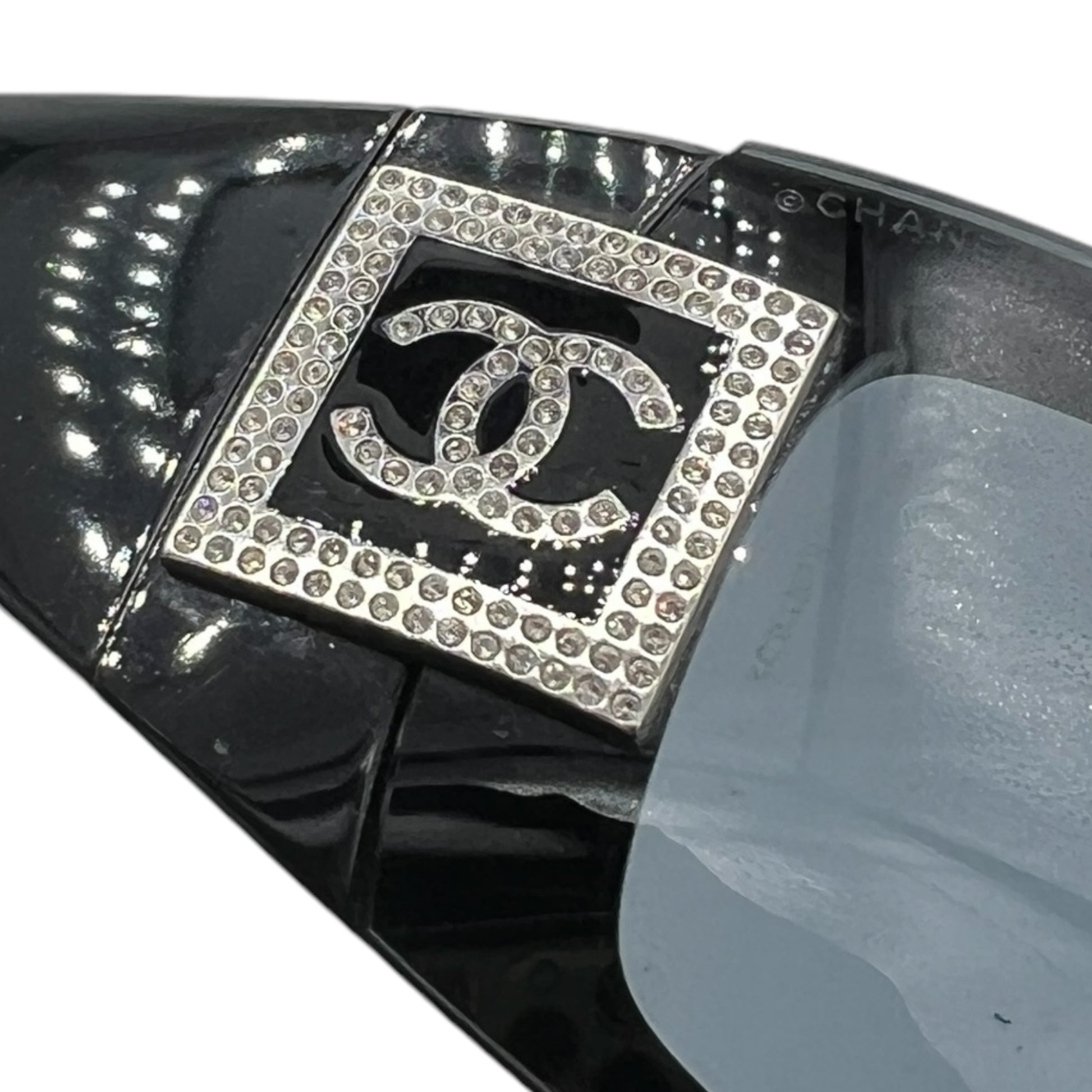Chanel Black Crystal Wrap Shield Sunglasses - Outfit Repeater