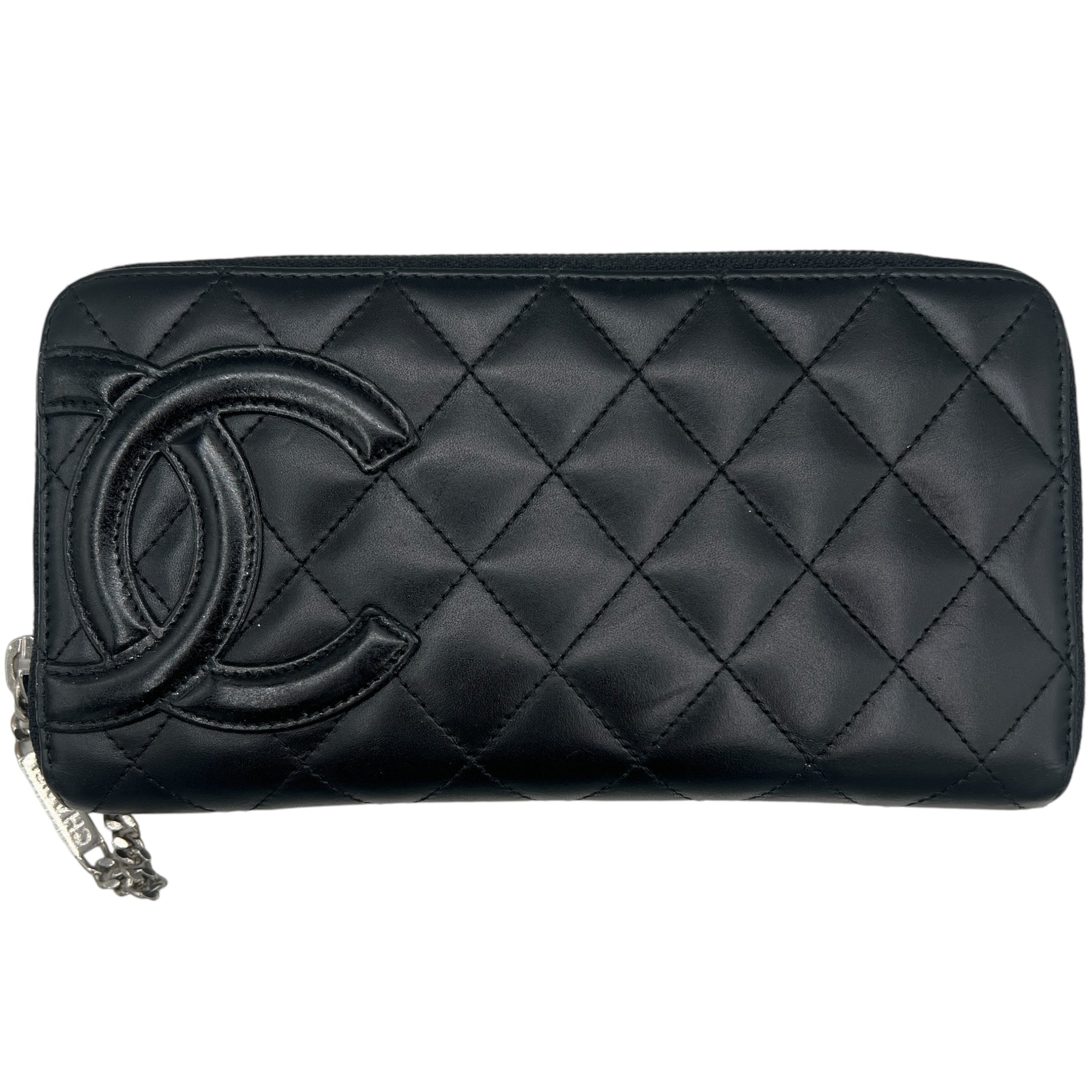 Chanel Black Quilted Zipper Wallet