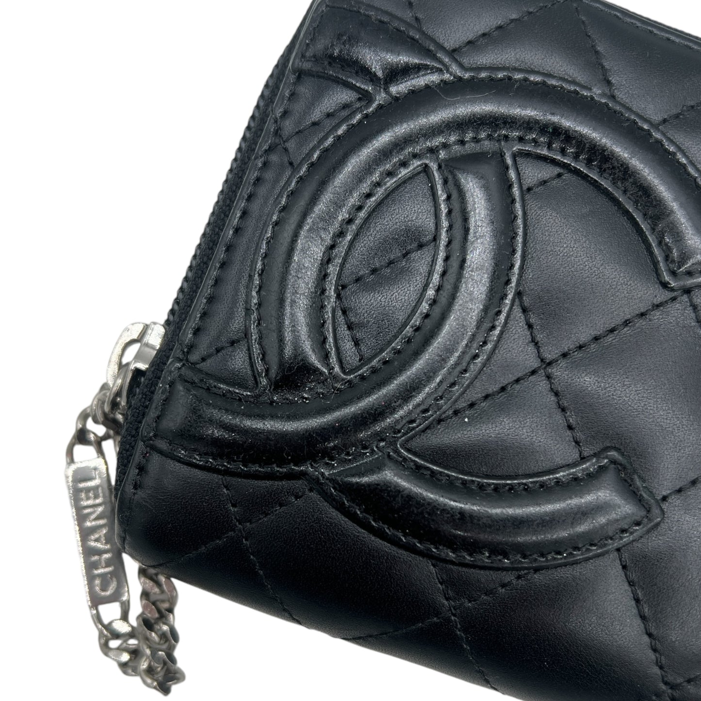 Chanel Black Quilted Zipper Wallet