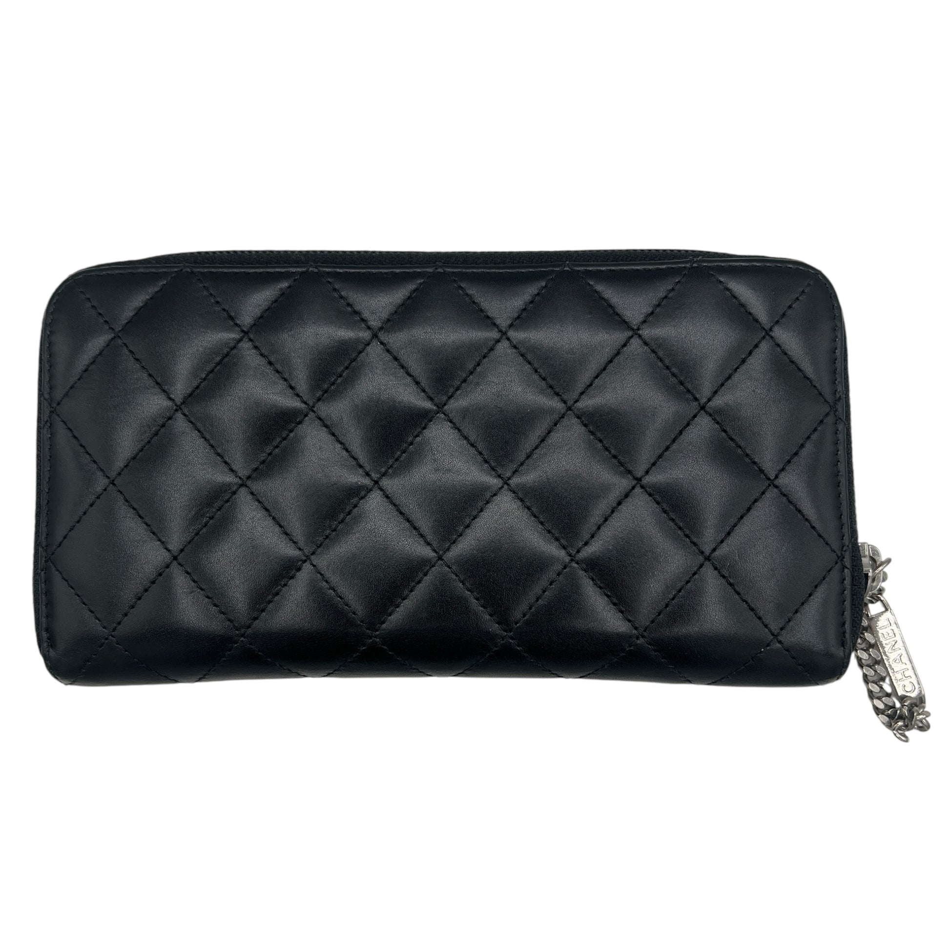 Chanel Black Quilted Zipper Wallet