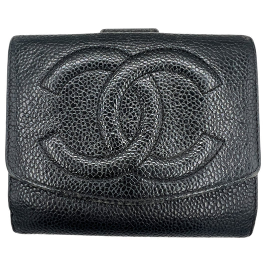 Chanel Black Caviar Logo Wallet