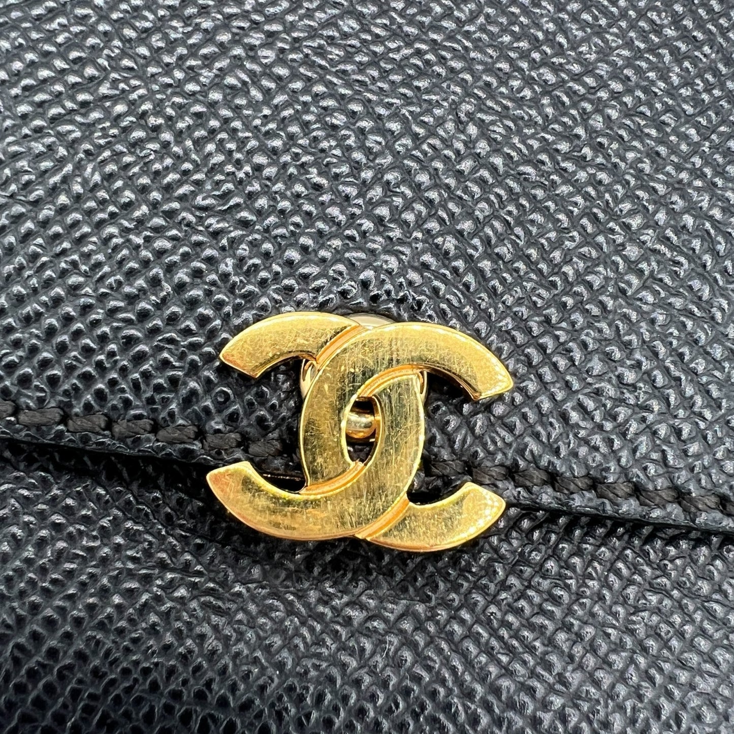 Chanel Black Leather Bi-Fold Wallet with Gold Hardware