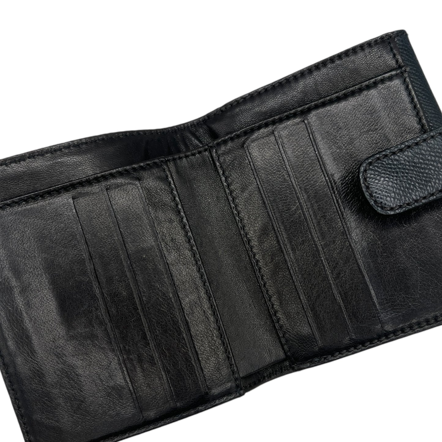 Chanel Black Leather Bi-Fold Wallet with Gold Hardware
