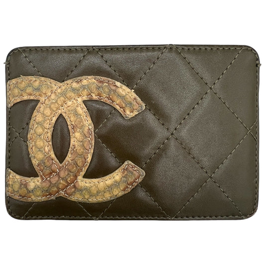 Chanel Cambon Khaki Snakeskin Card Holder