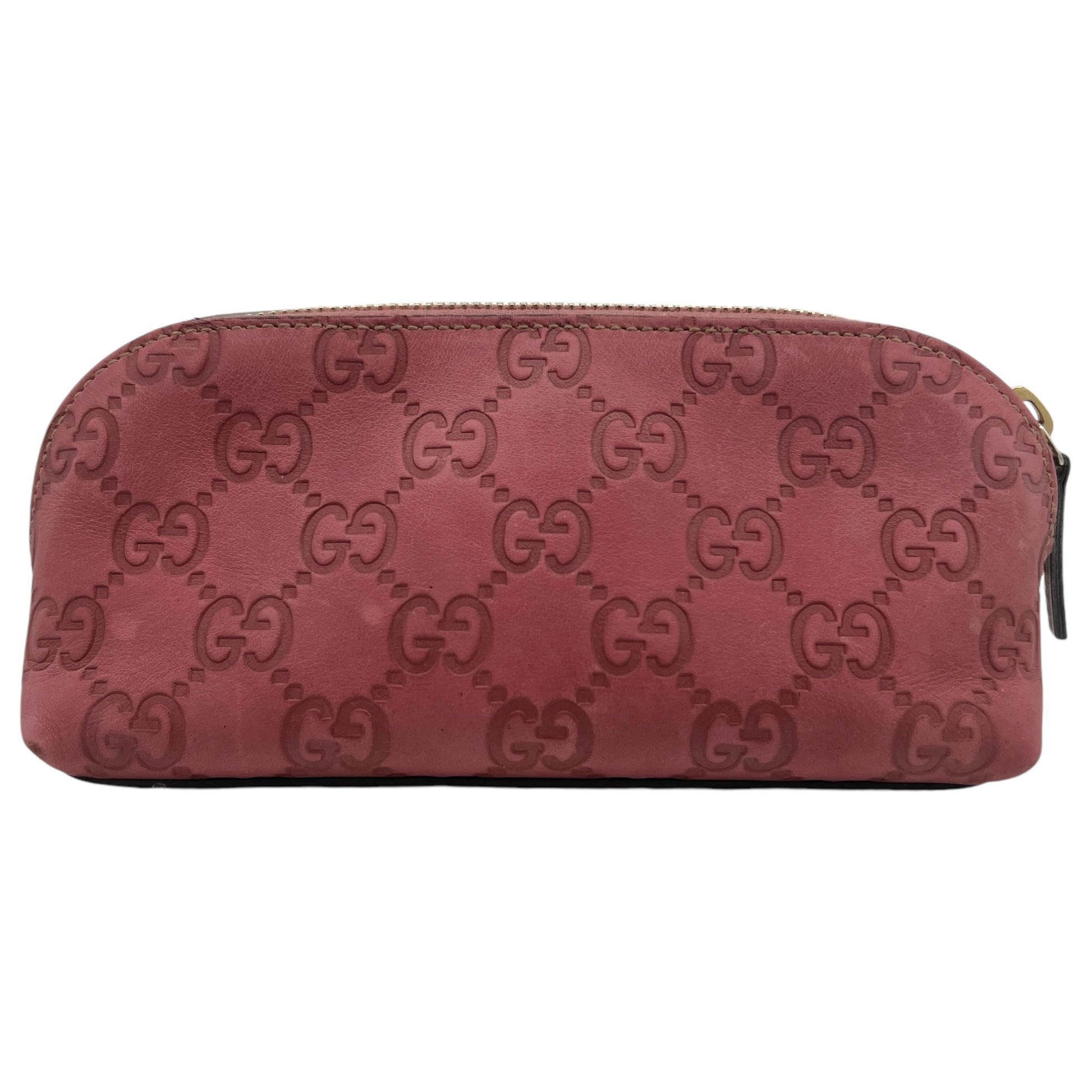 Gucci Burgundy Embossed Monogram Makeup Bag - Outfit Repeater