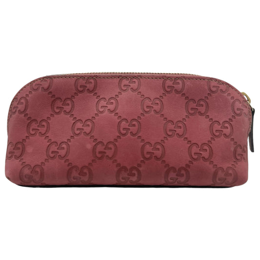 Gucci Burgundy Embossed Monogram Makeup Bag