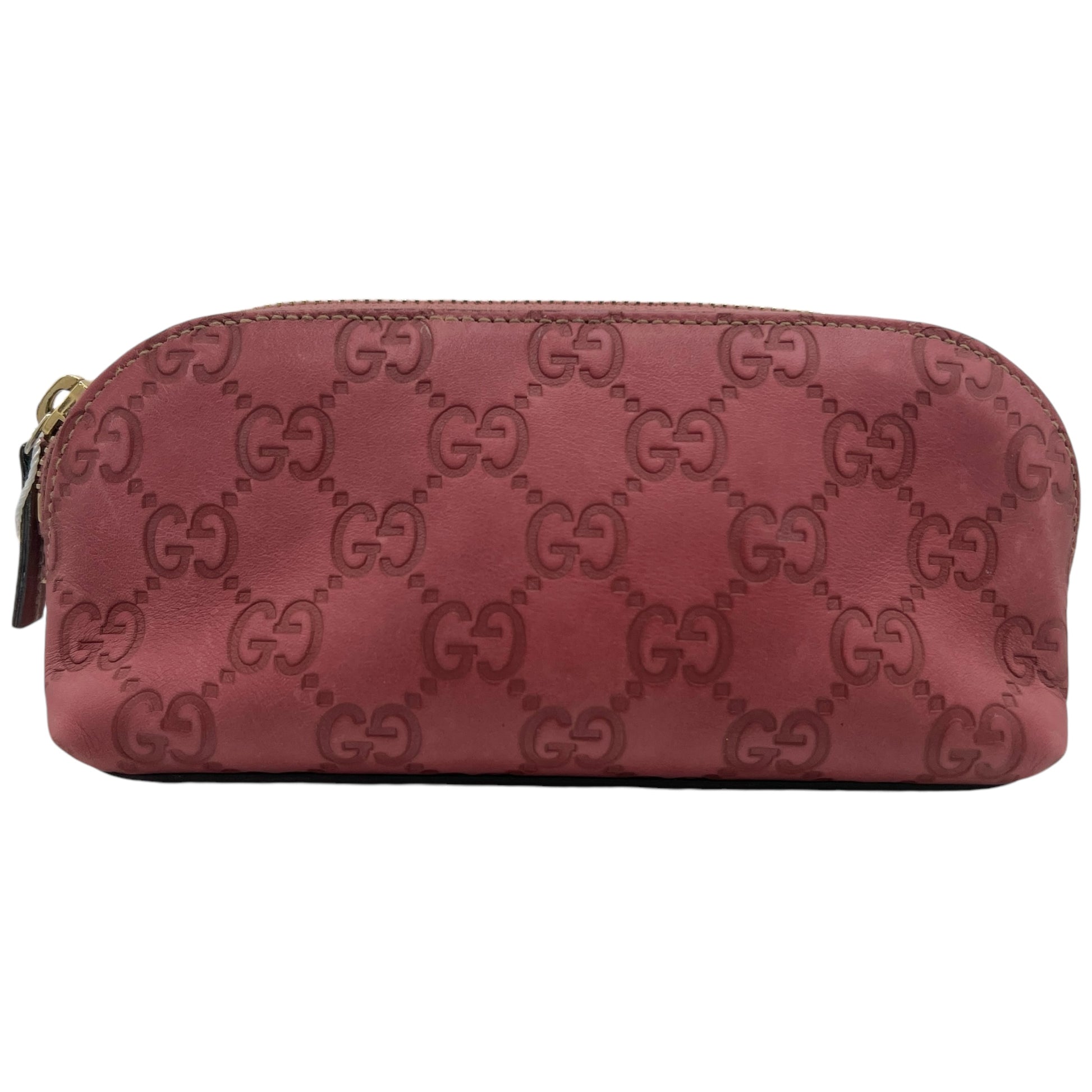 Gucci Burgundy Embossed Monogram Makeup Bag - Outfit Repeater