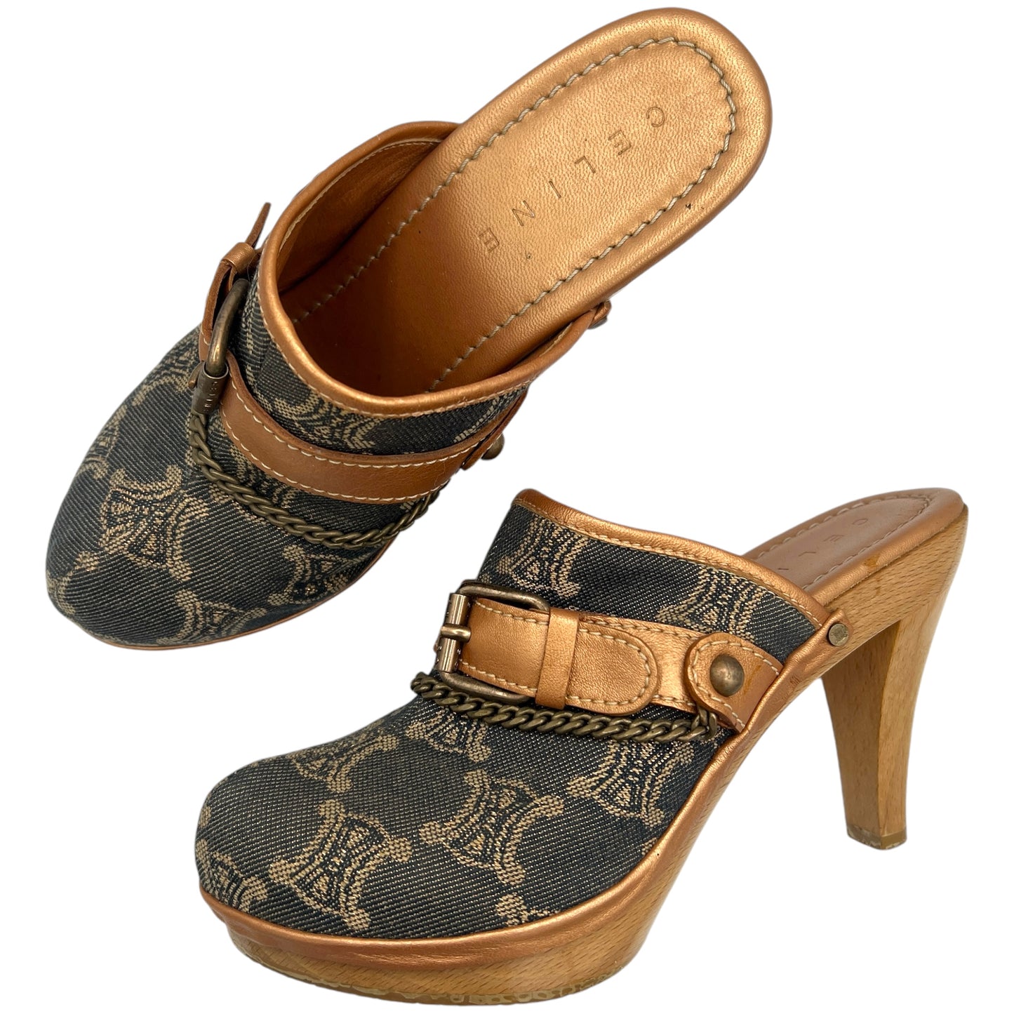 Celine Denim Monogram Printed Clogs - Outfit Repeater