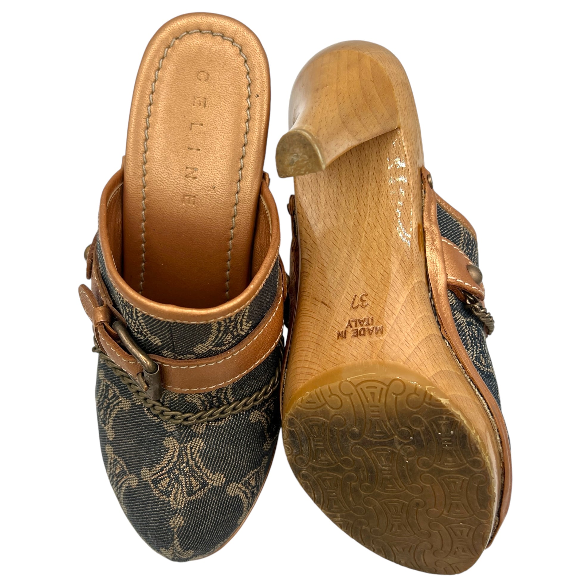 Celine Denim Monogram Printed Clogs - Outfit Repeater