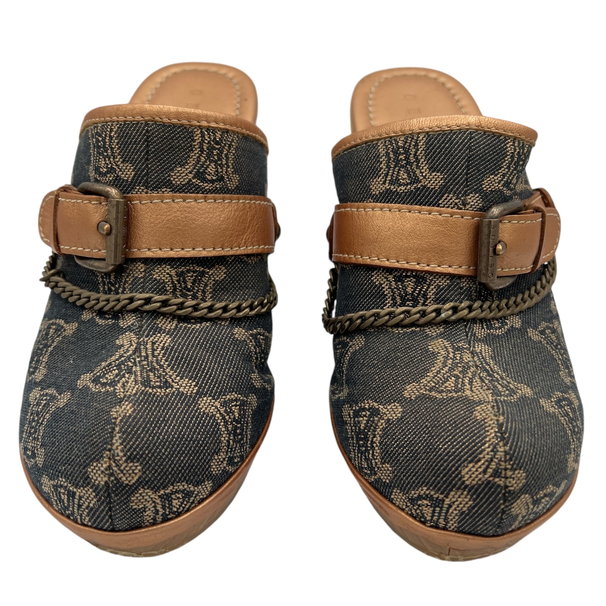 Celine Denim Monogram Printed Clogs - Outfit Repeater