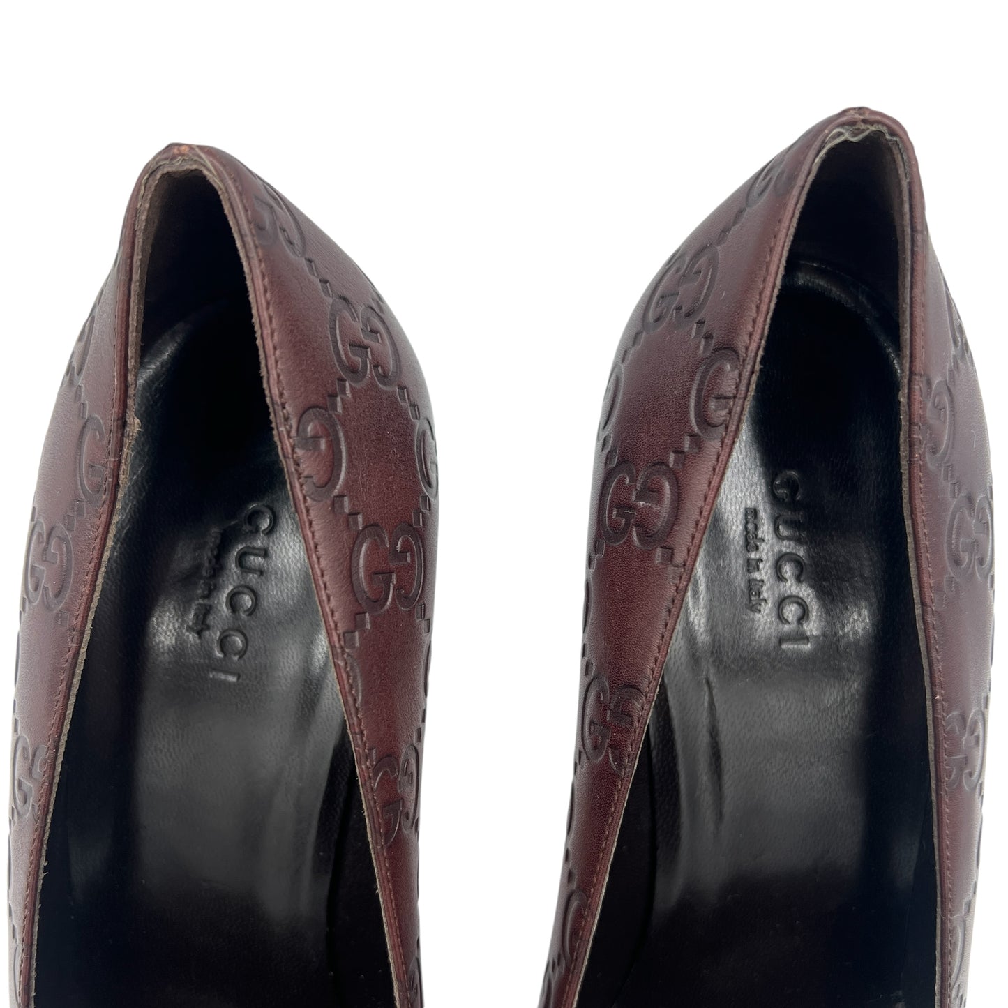 Gucci Brown Embossed Monogram Heels