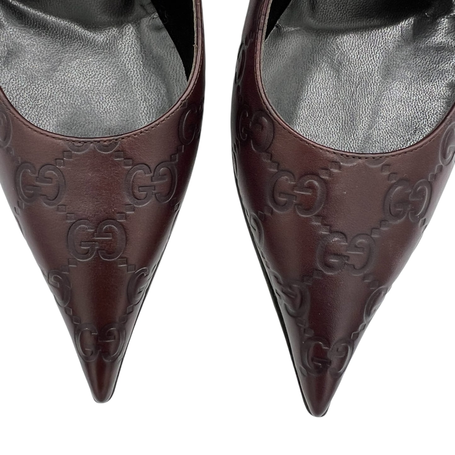 Gucci Brown Embossed Monogram Heels