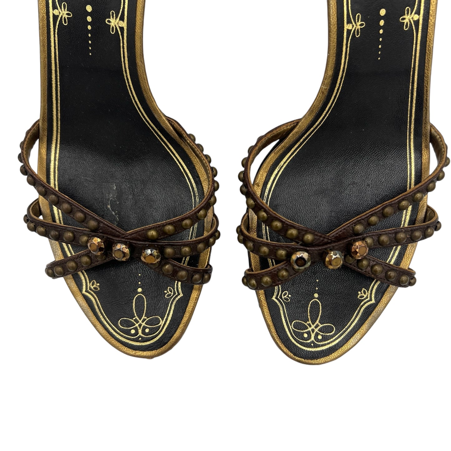 Prada Studded Kitten Heel Sandals