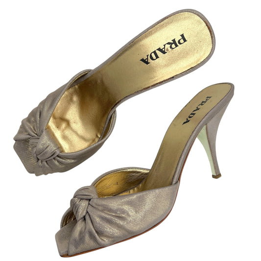 Prada Metallic Knot Sandal Heels