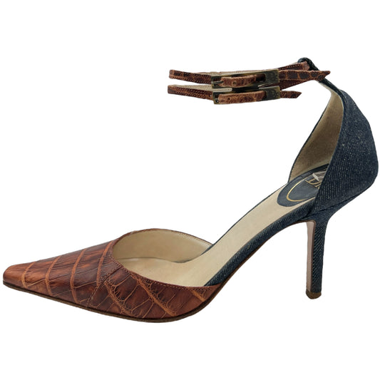 Christian Dior Croc & Denim Pointed Toe Heels - Outfit Repeater