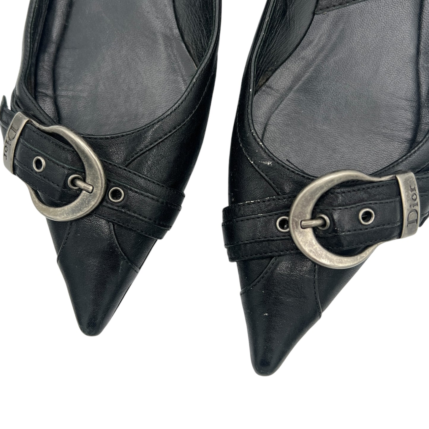 Christian Dior Gaucho Black Pointed Toe Flats