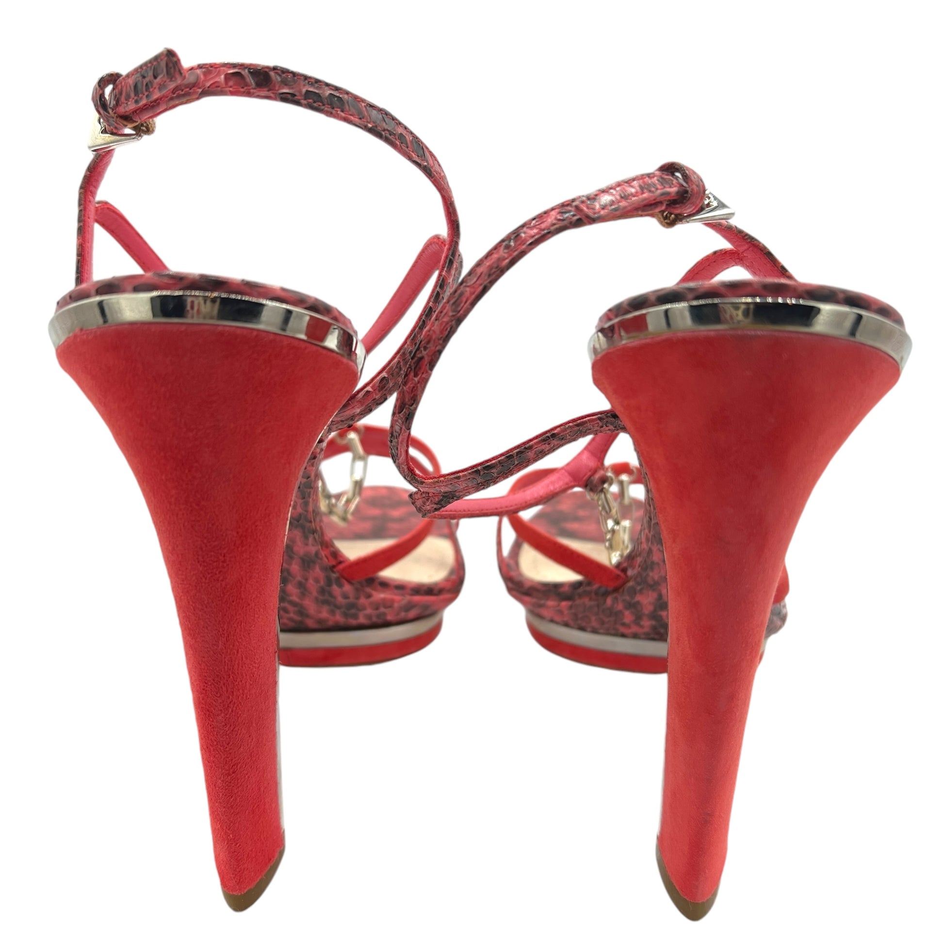 Christian Dior Pink Snakeskin Sandal Heels - Outfit Repeater