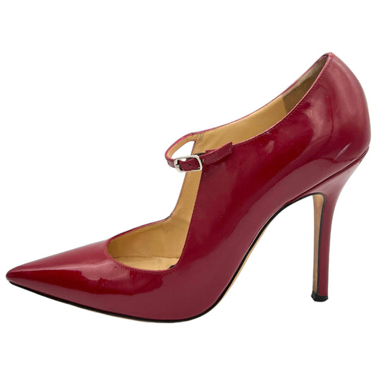 Manolo Blahnik Red Patent Leather Mary Jane Heels