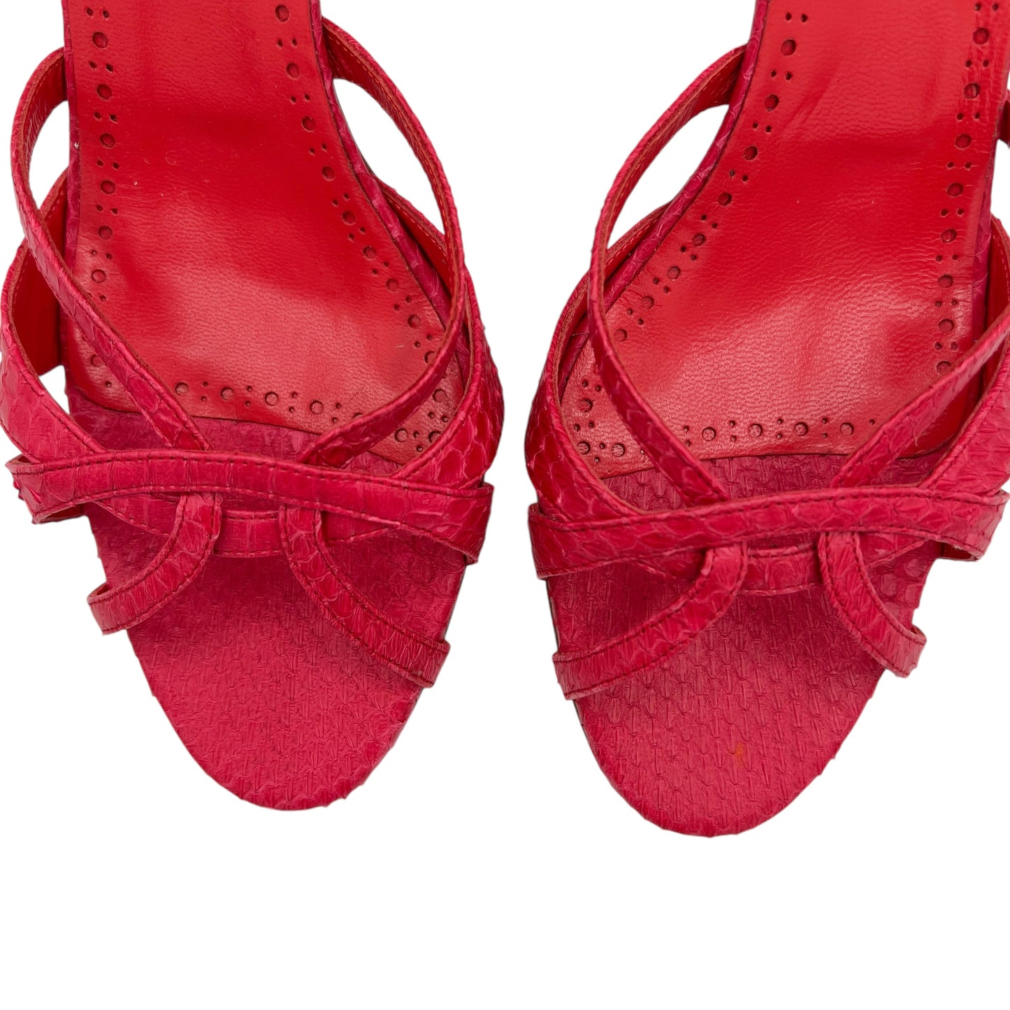 Manolo Blahnik Red Python Sandal Heels - Outfit Repeater
