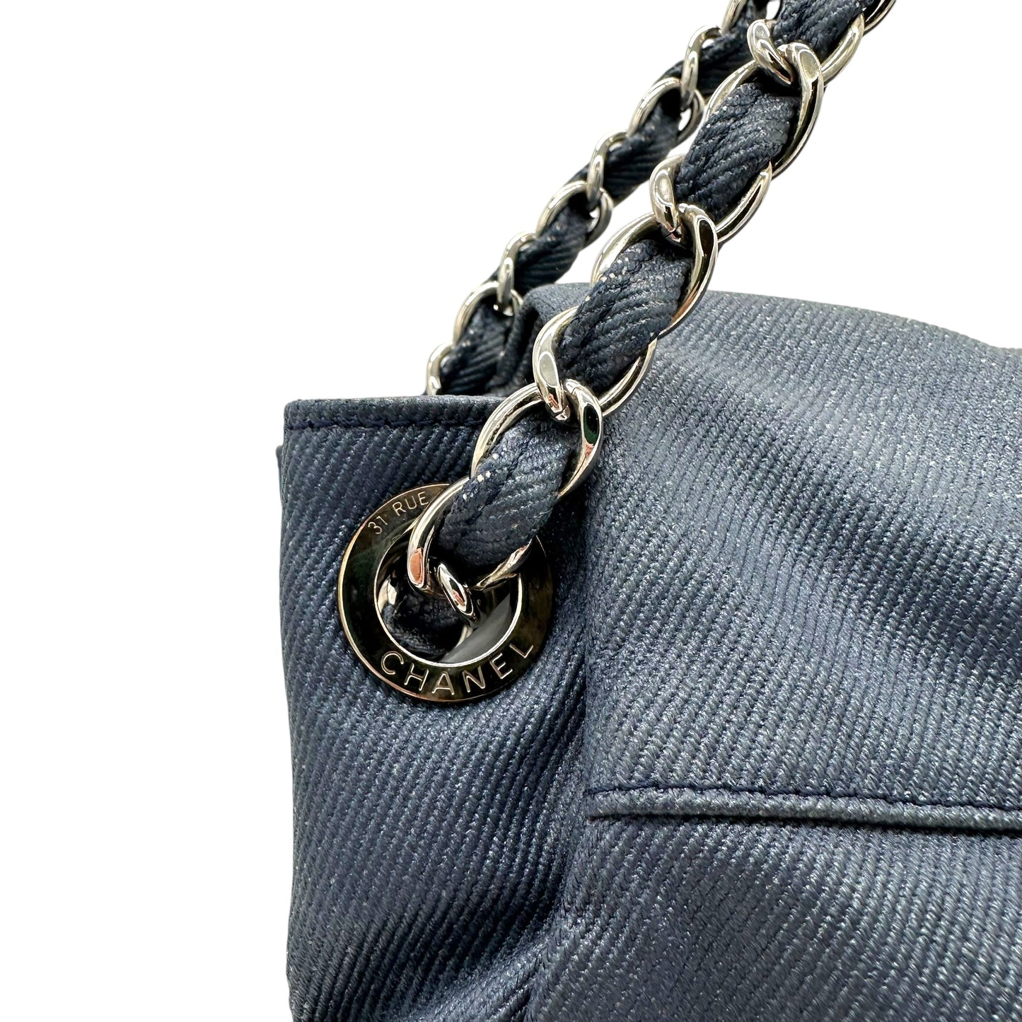 Chanel Denim Patchwork Logo Shoulder Bag