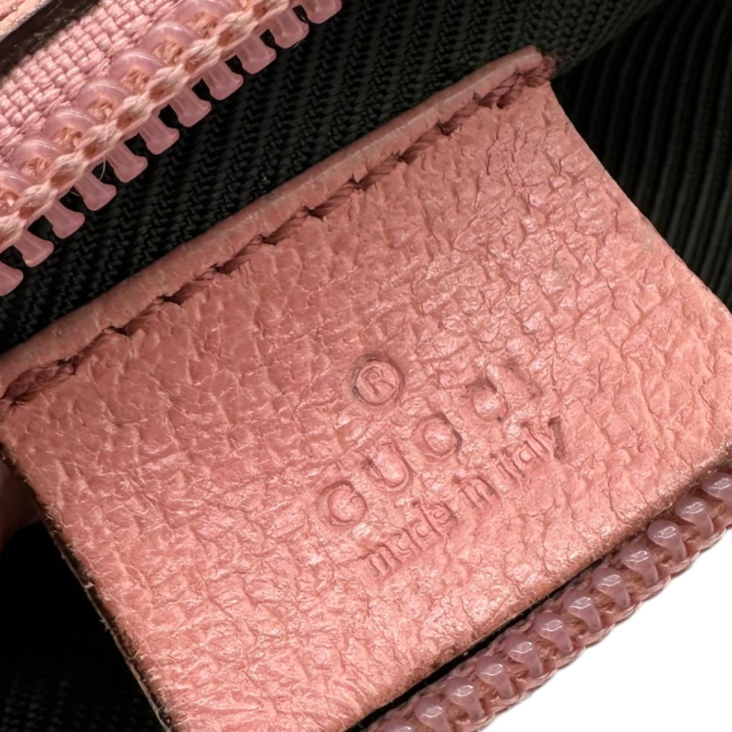 Gucci Tan Monogram Canvas & Pink Leather Cosmetic Pouch