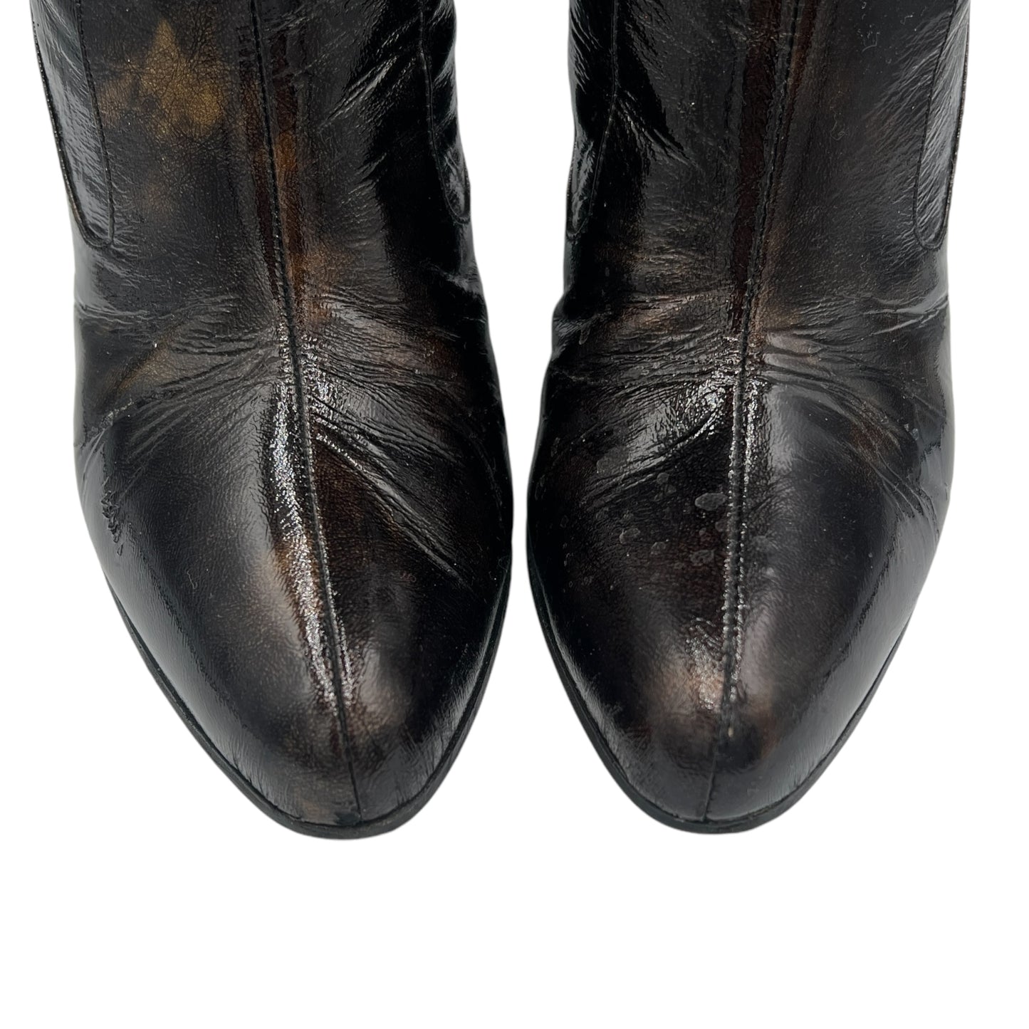 D&G Dolce & Gabbana Brown Patent Leather Cowboy Boots