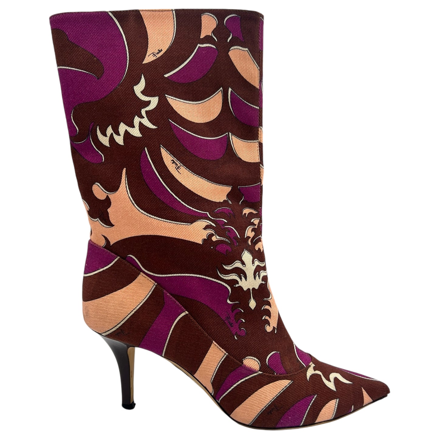 Emilio Pucci Pink & Purple Patterened Heeled Boots