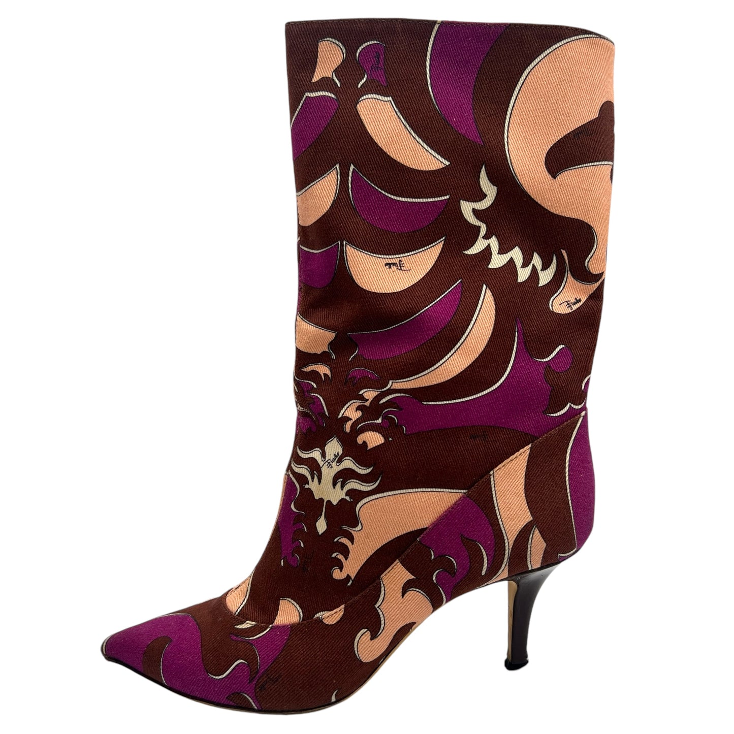 Emilio Pucci Pink & Purple Patterened Heeled Boots