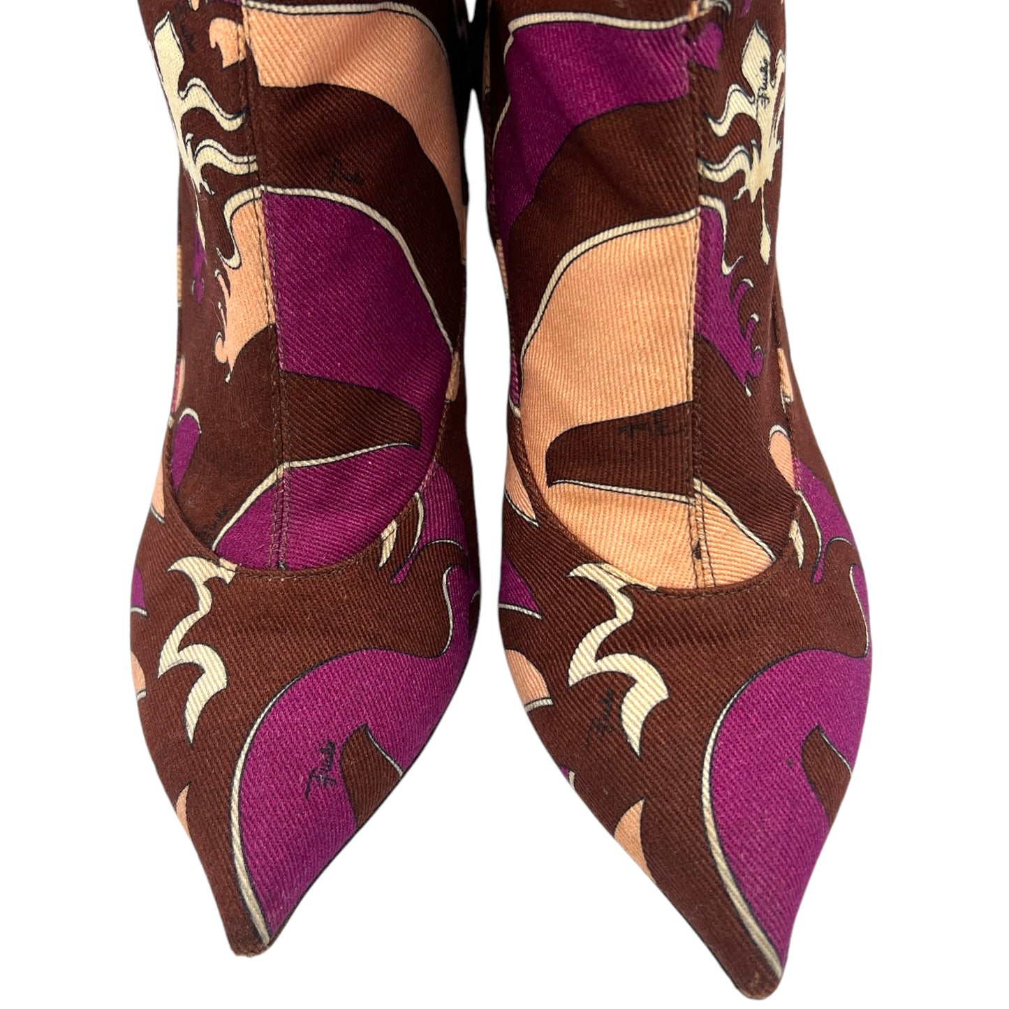 Emilio Pucci Pink & Purple Patterened Heeled Boots