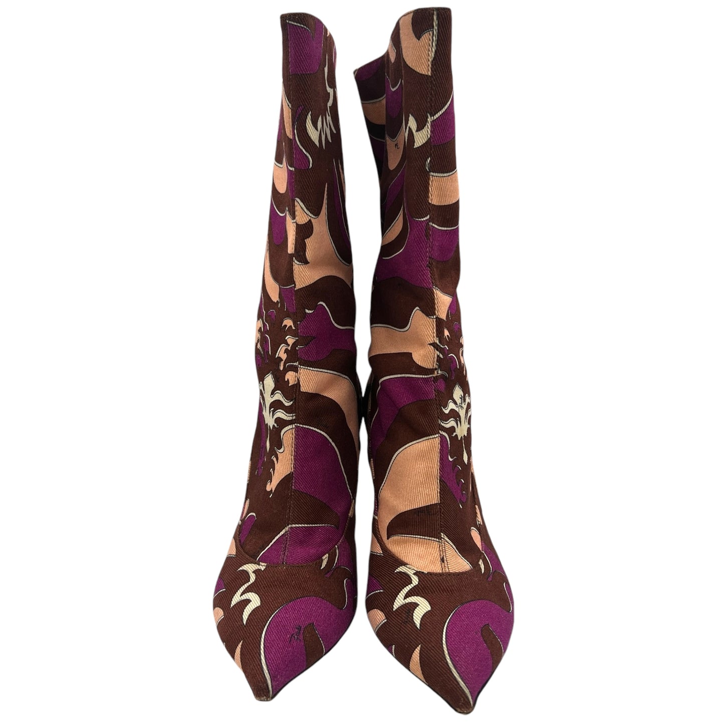 Emilio Pucci Pink & Purple Patterened Heeled Boots