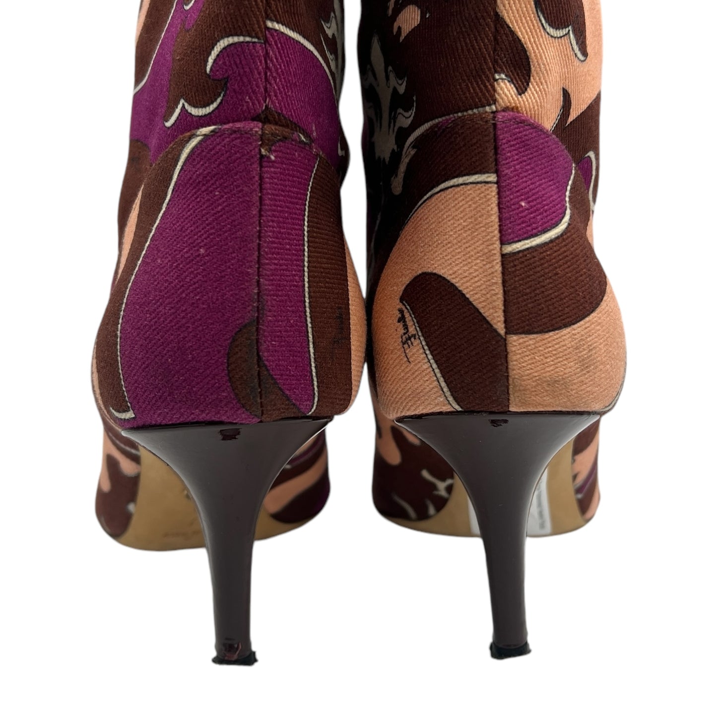 Emilio Pucci Pink & Purple Patterened Heeled Boots