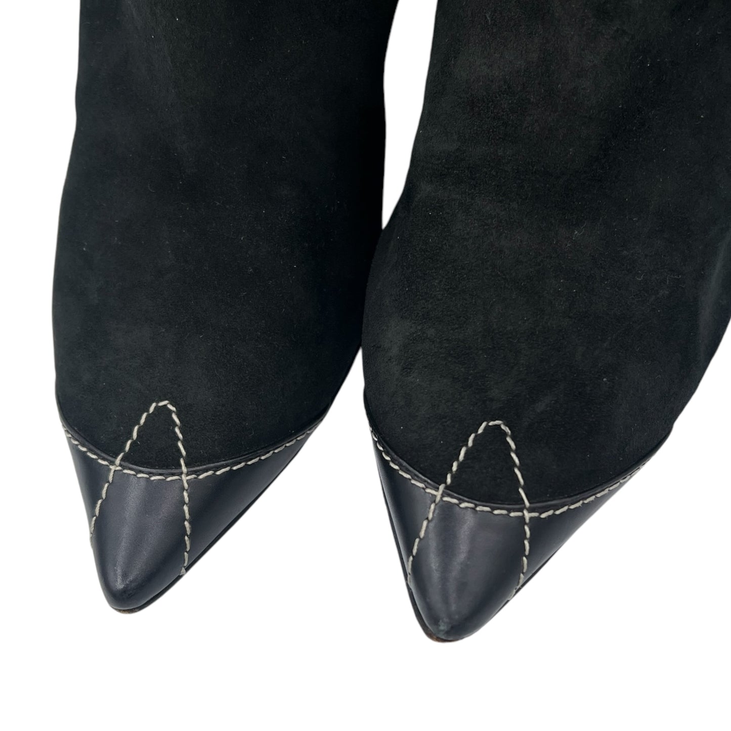 Christian Dior Black Suede Heeled Pointed Toe Boots