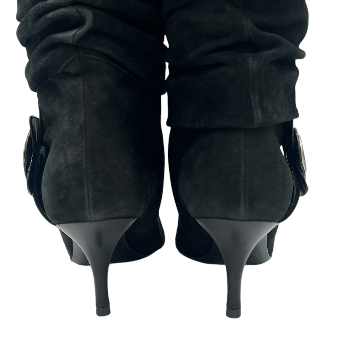 Christian Dior Black Suede Heeled Pointed Toe Boots