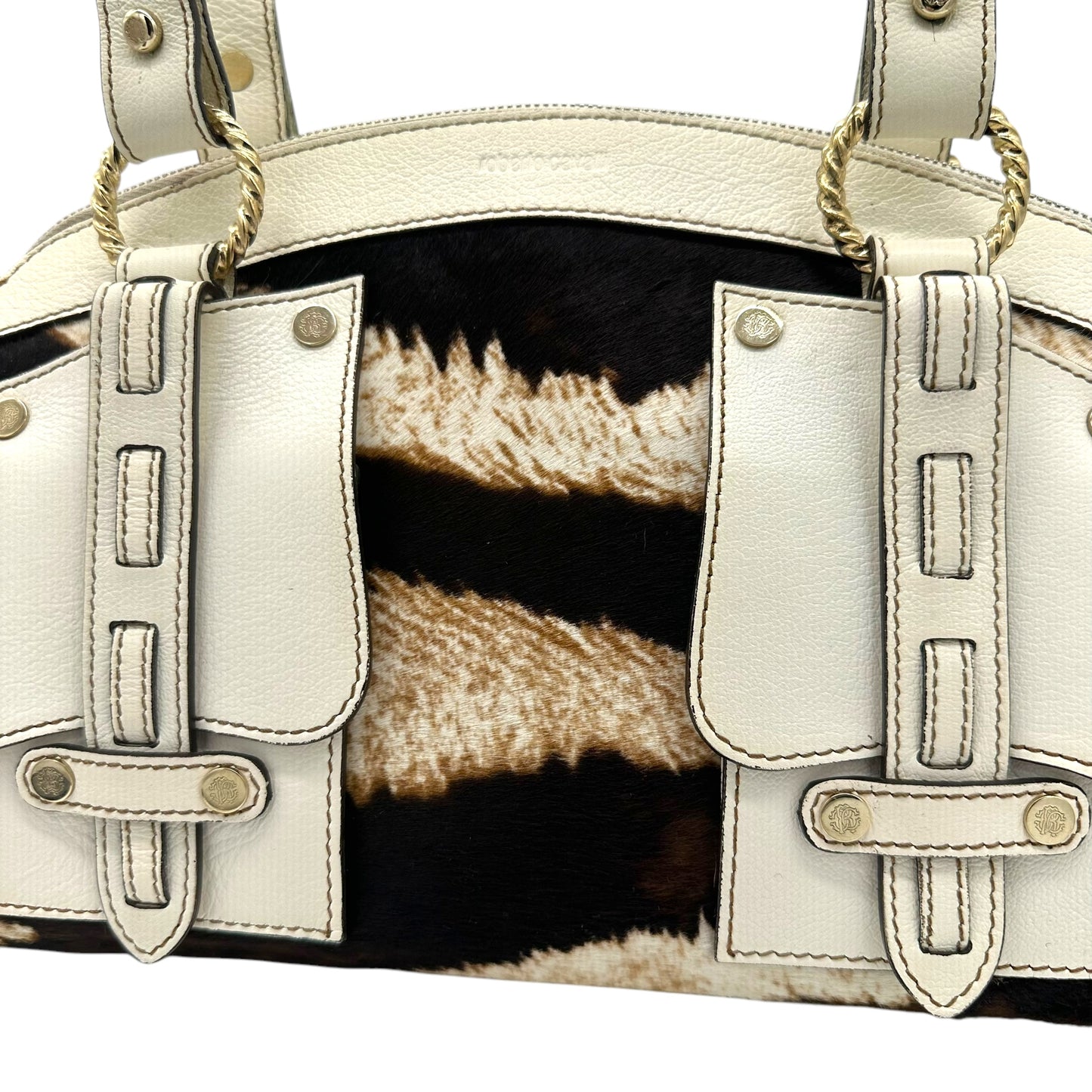 Roberto Cavalli Brown Zebra Print Ponyhair Shoulder Bag