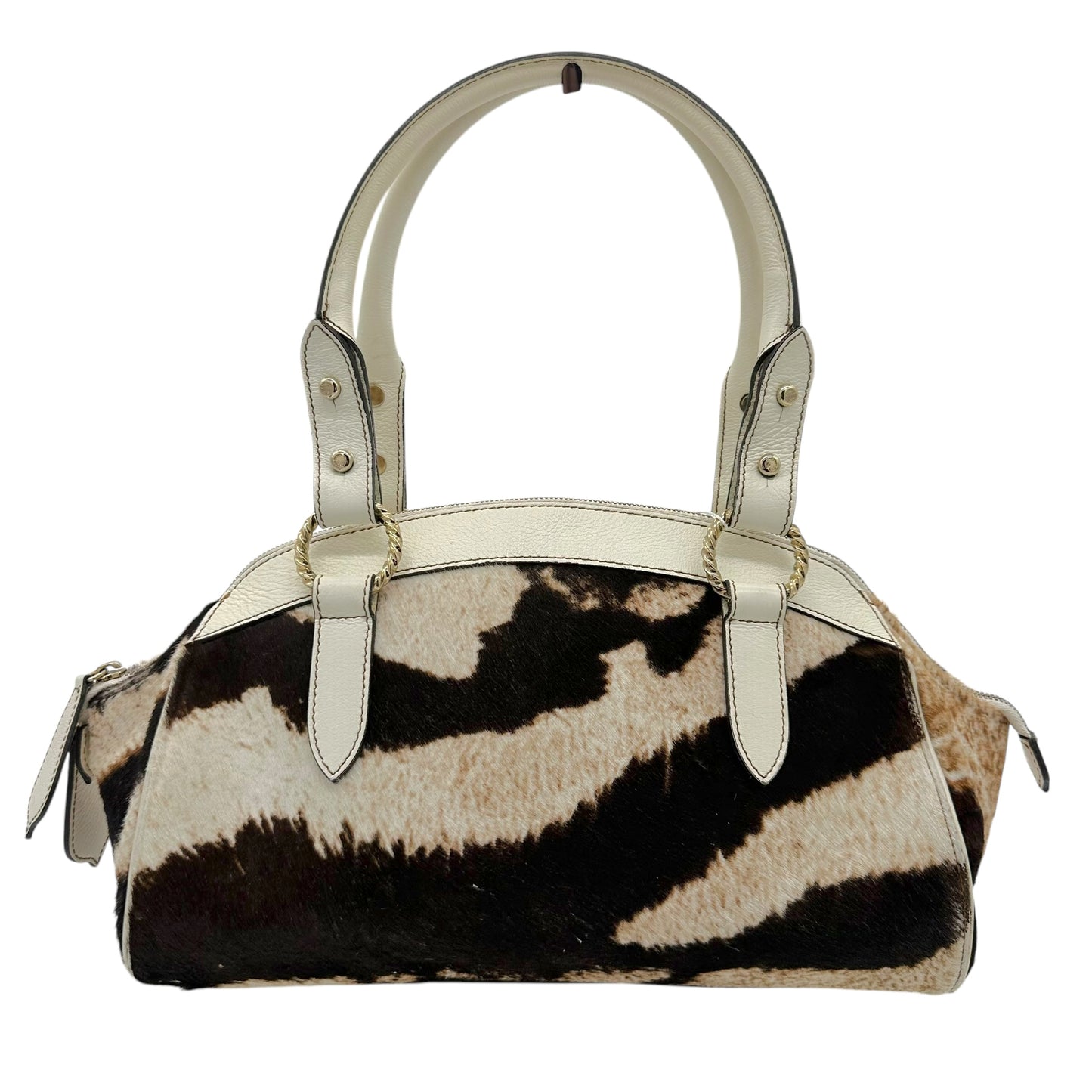 Roberto Cavalli Brown Zebra Print Ponyhair Shoulder Bag