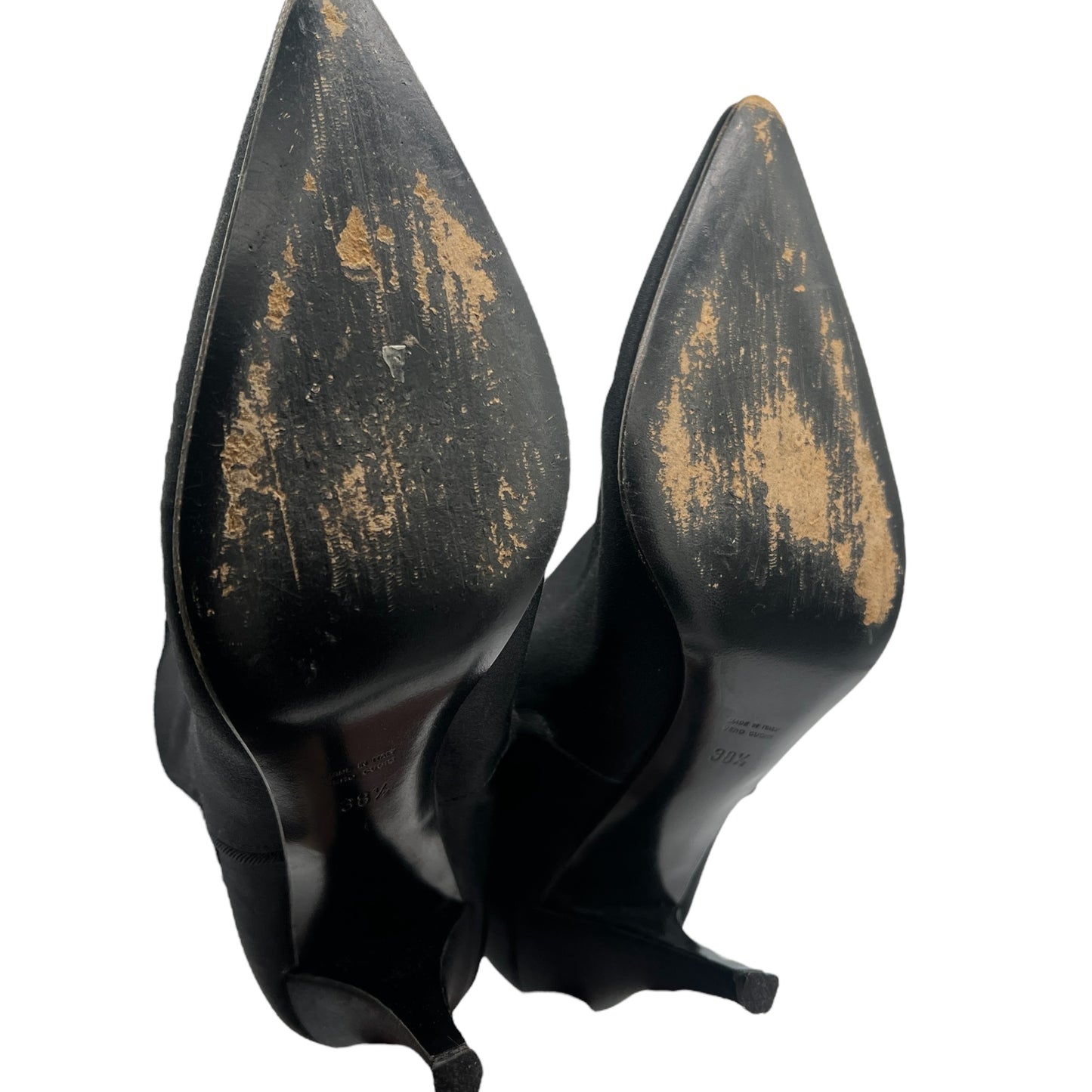 Roberto Cavalli Black Satin Pointed Toe Heeled Boots