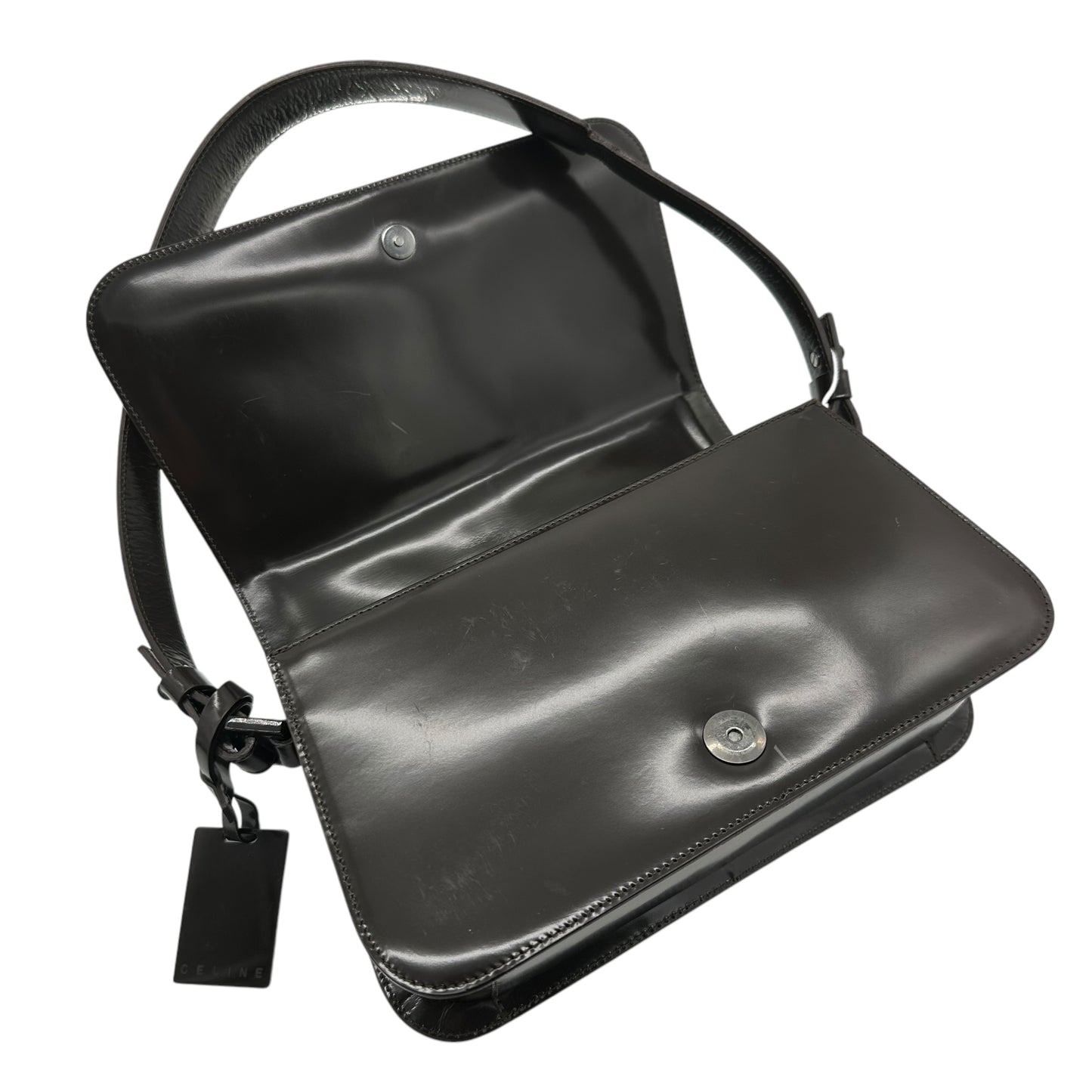 Celine Ponyhair Fur Shoulder & Black Leather Bag