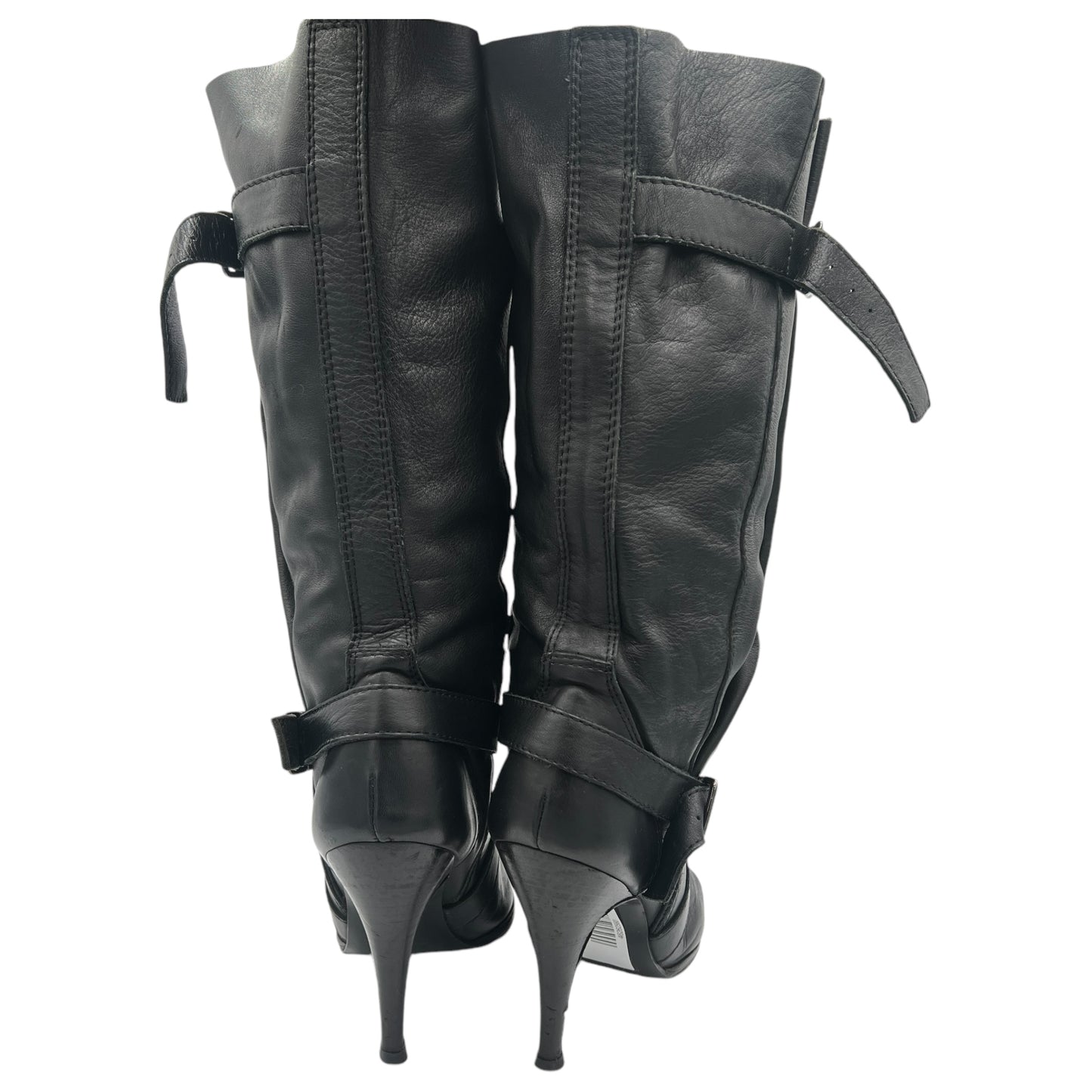 D&G Dolce & Gabbana Black Slouchy Leather Heeled Boots