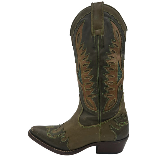 D&G Dolce & Gabbana Khaki Green Cowboy Boots