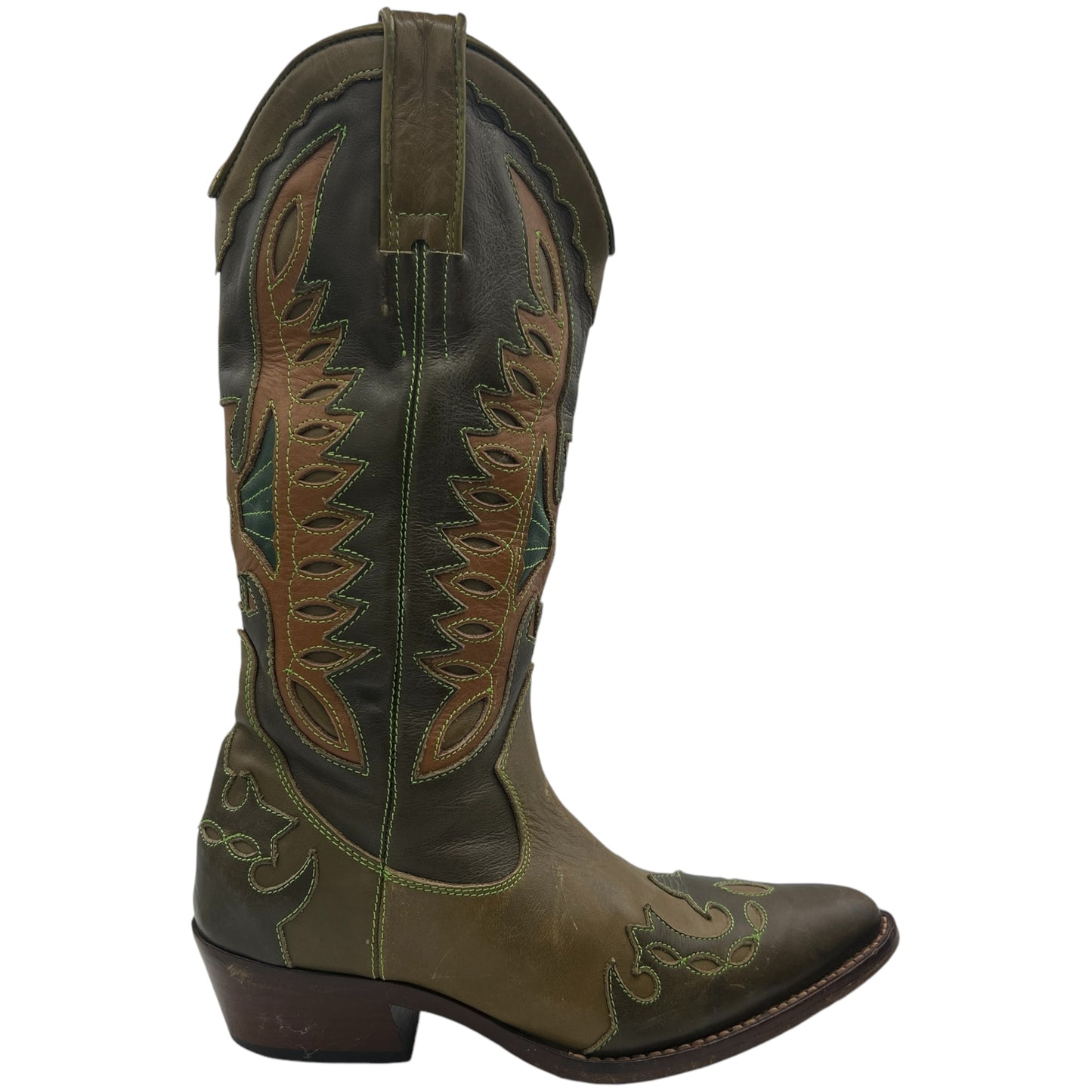 D&G Dolce & Gabbana Khaki Green Cowboy Boots