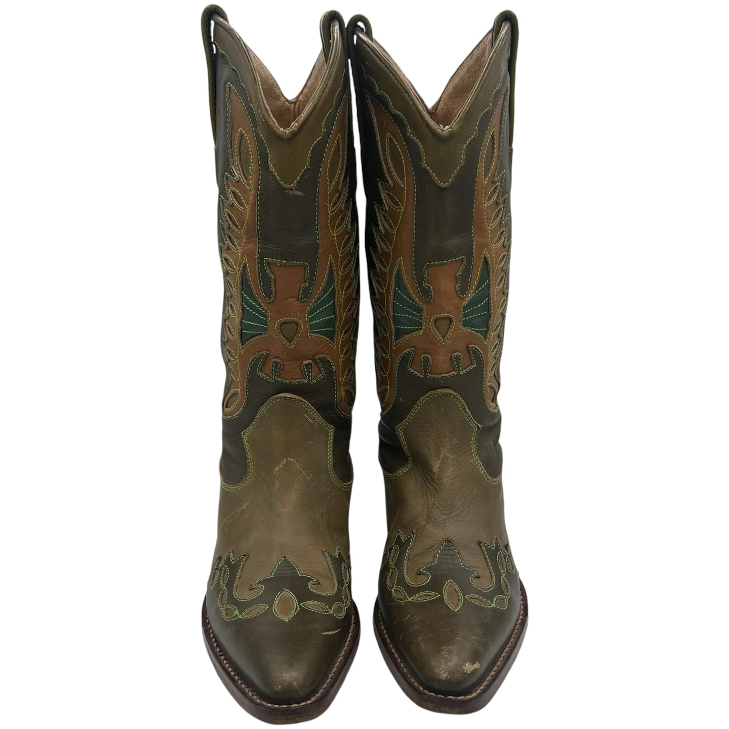 D&G Dolce & Gabbana Khaki Green Cowboy Boots