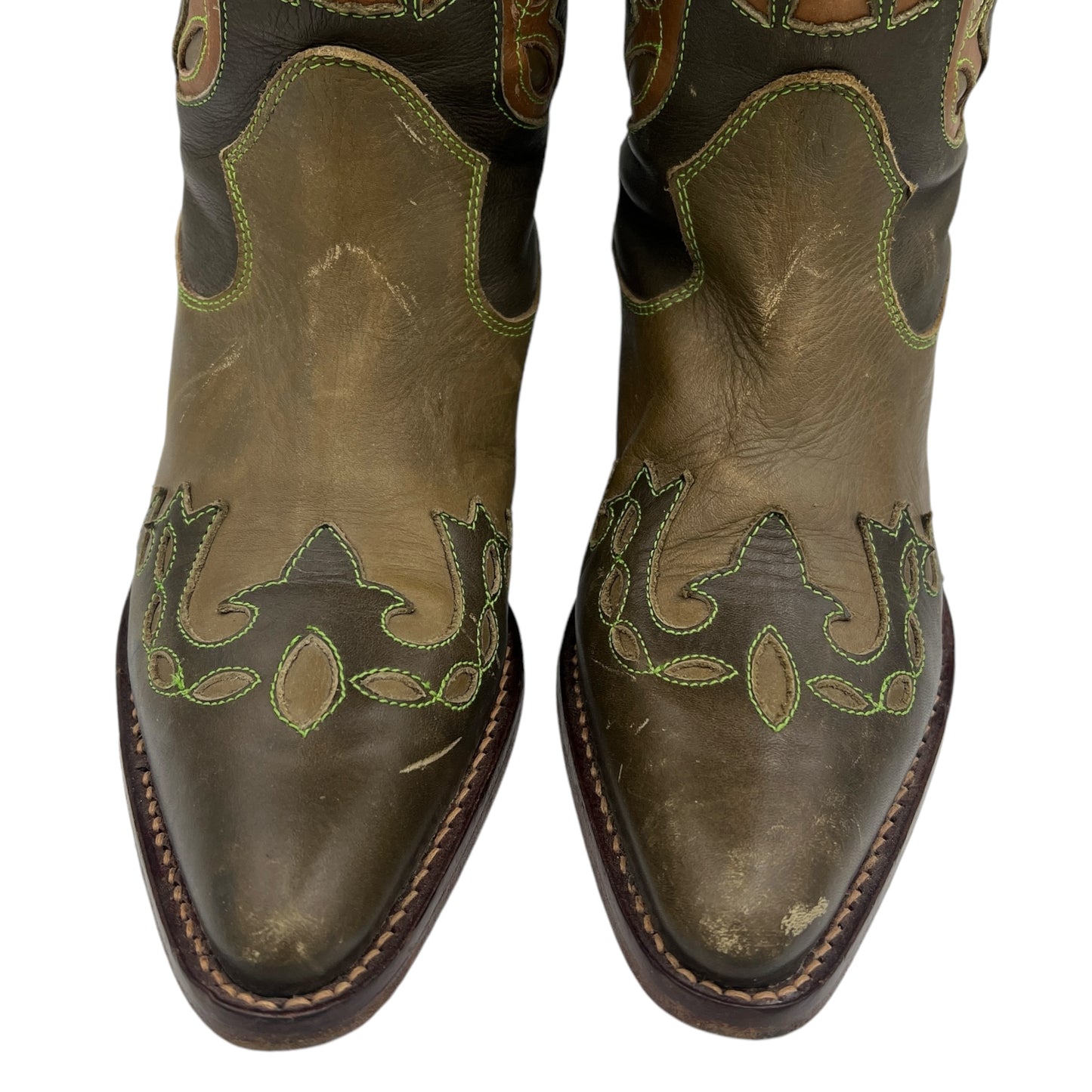 D&G Dolce & Gabbana Khaki Green Cowboy Boots