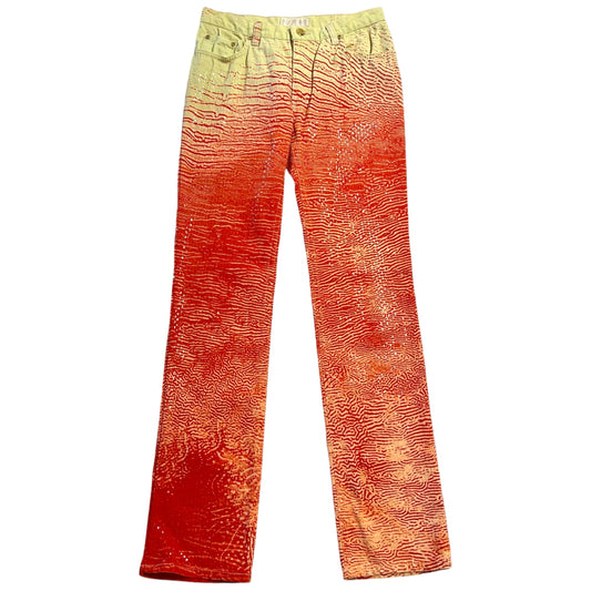 Roberto Cavalli Yellow & Red Striped Shine Jeans