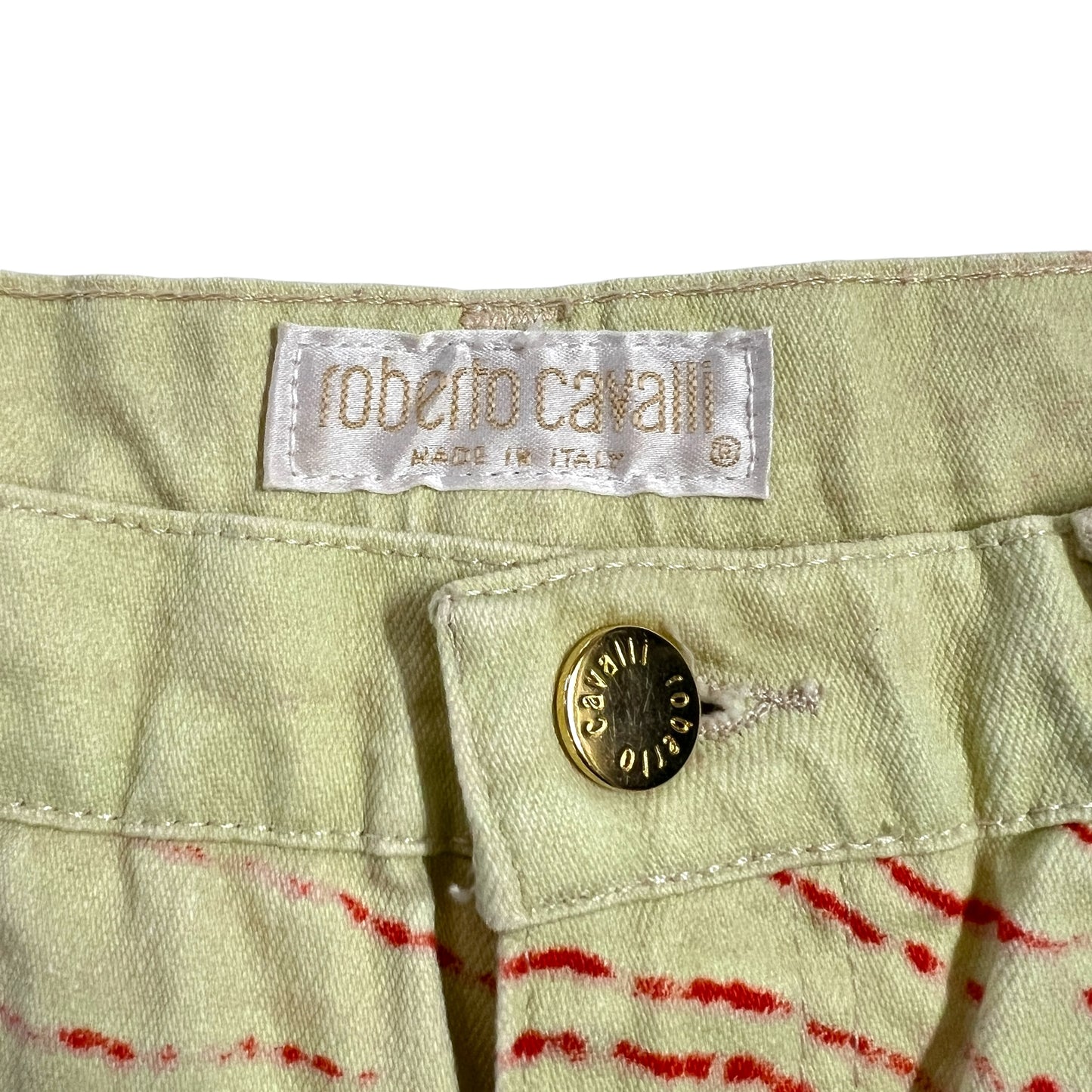 Roberto Cavalli Yellow & Red Striped Shine Jeans - Outfit Repeater