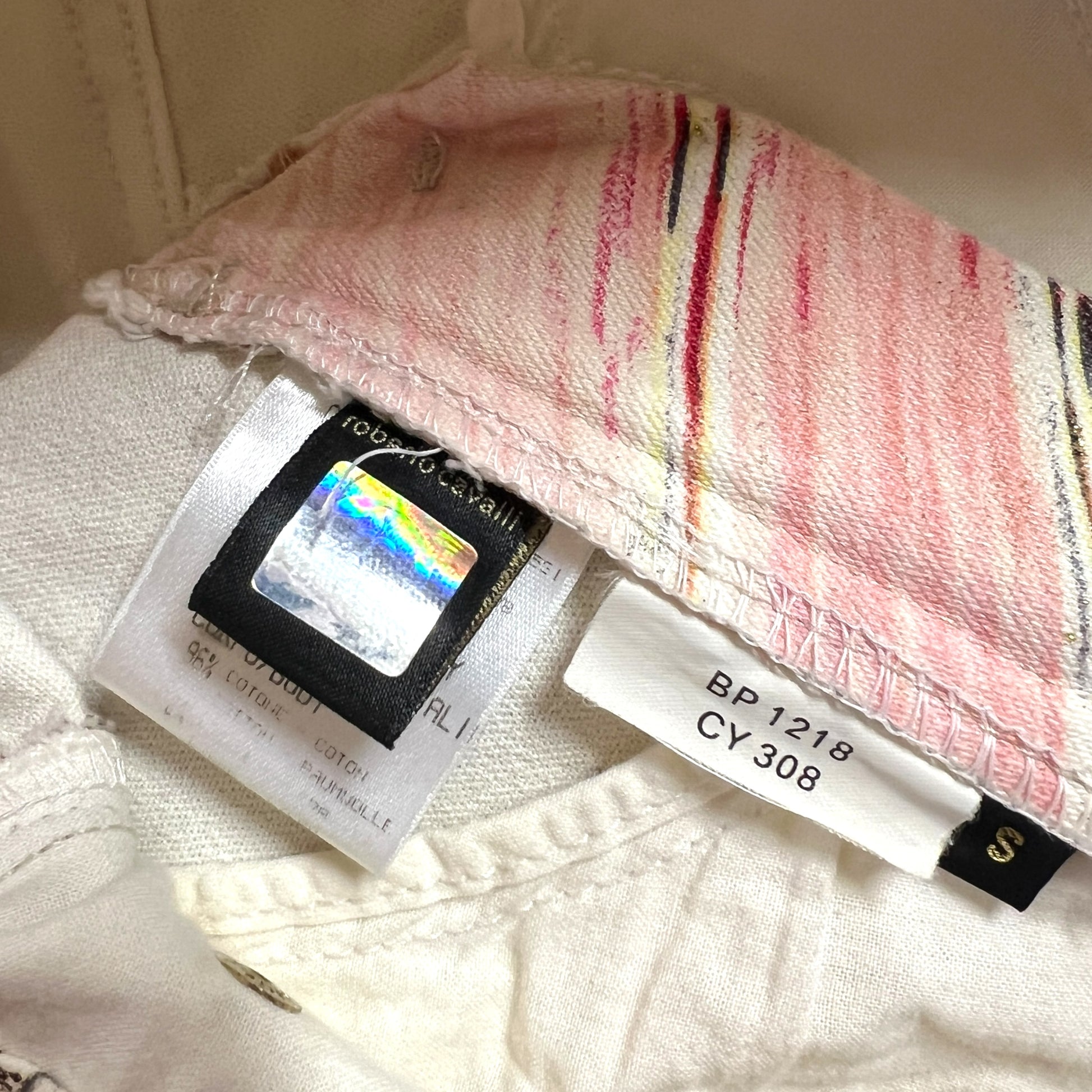 Roberto Cavalli S/S 2003 Feather Hem Printed Jeans - Outfit Repeater