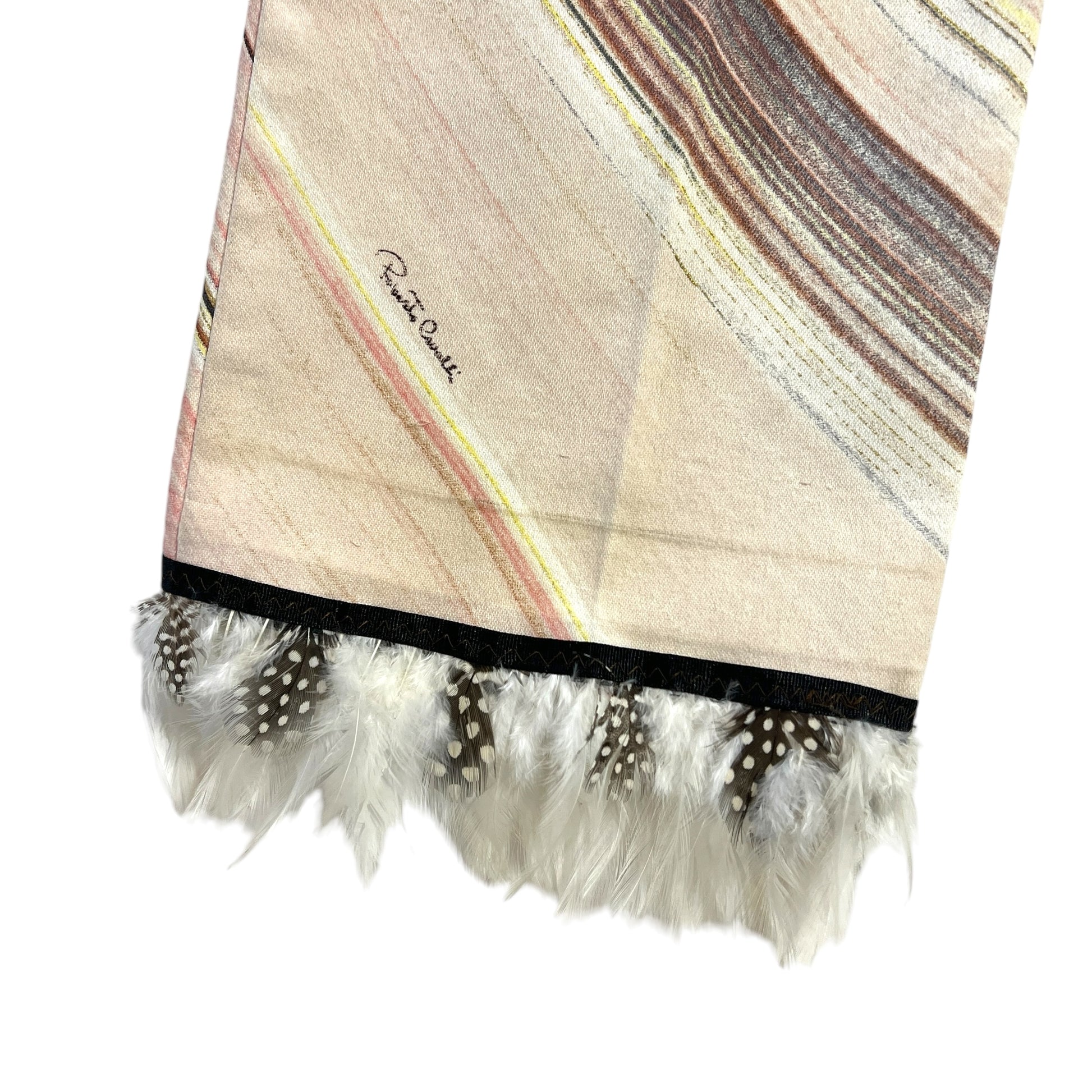 Roberto Cavalli S/S 2003 Feather Hem Printed Jeans - Outfit Repeater