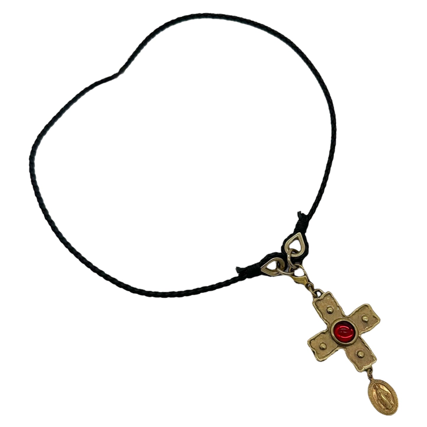 Dolce & Gabbana Gold Cross Leather Cord Necklace